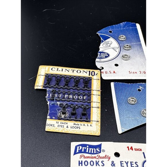 Vintage Sewing Supplies Snap Fasteners Latches Hooks Eyes Loops Prims Clinton - Picture 8 of 8